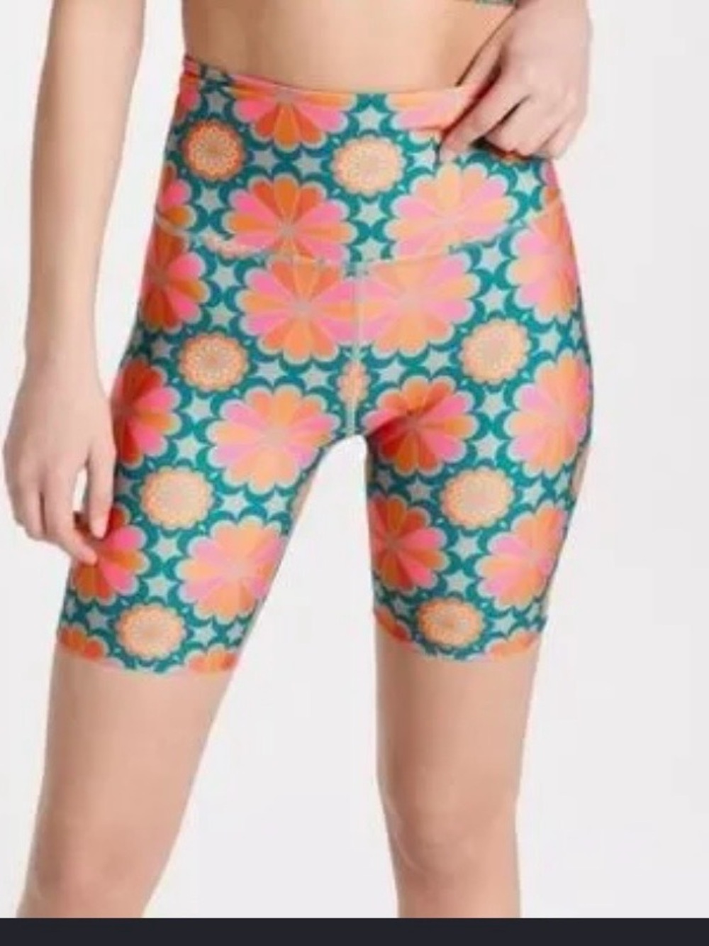 Beyond Yoga flower tile high waisted biker shorts